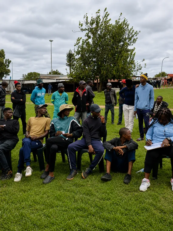 Community gathering during a Lean On Me roadshow